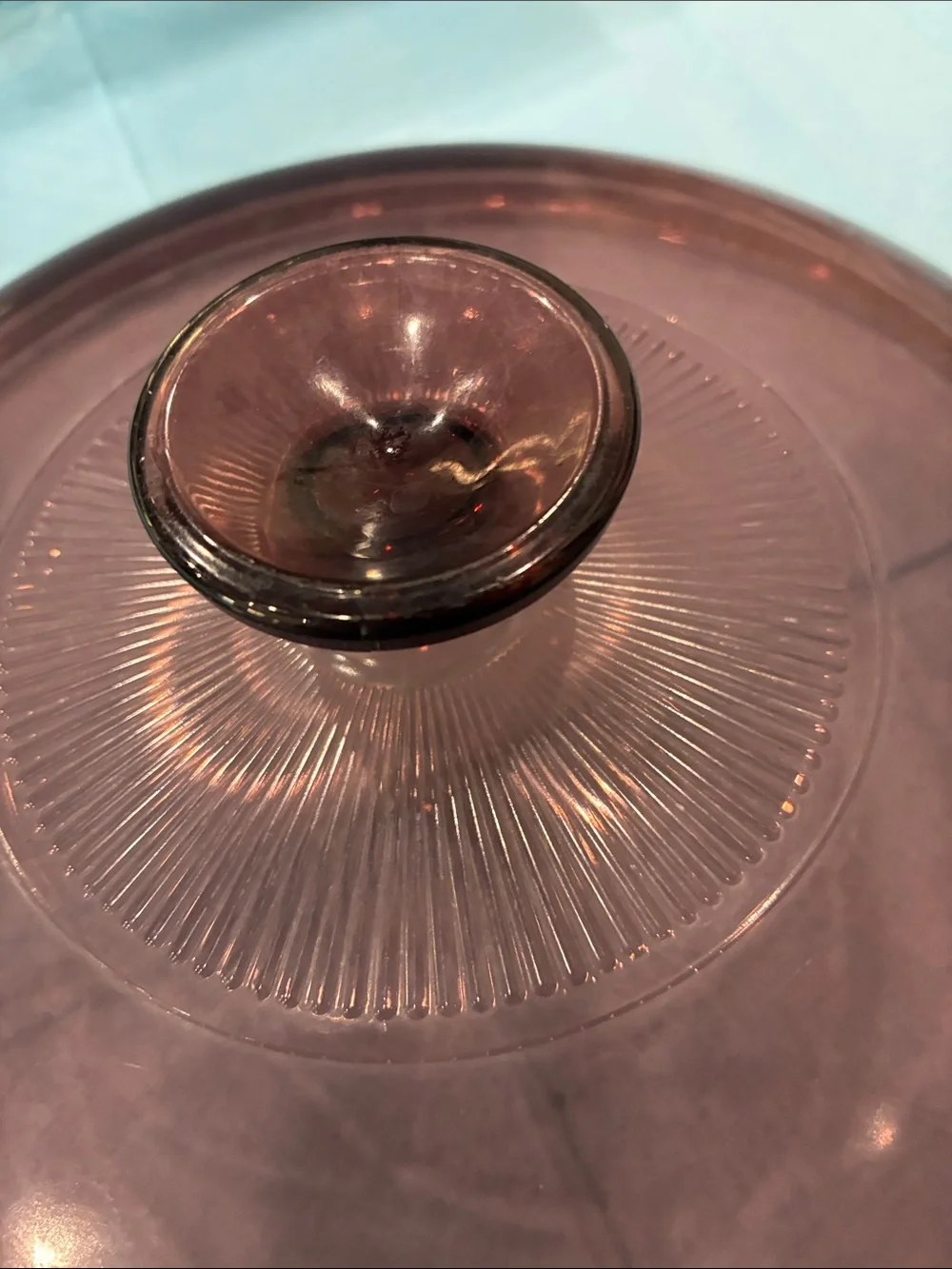 Smoky Purple Glass Dome Lid with Knob Pyrex v 33-c replacement lid